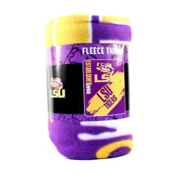 LSU TIGERS LOUISIANA STATE UNIV TEAM BLANKET FLEECE SOFT THROW NCAA LICENSED - Picture 1 of 2